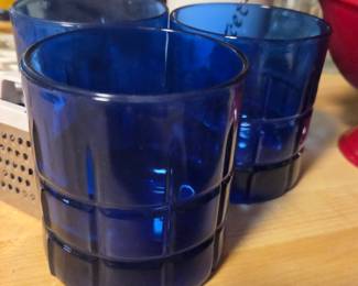 Vintage Anchor Hocking Manchester Cobalt Blue Tumblers