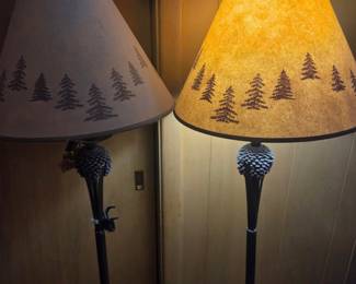 Catalina Lodge Pinecone Motif Floor Lamp Pair