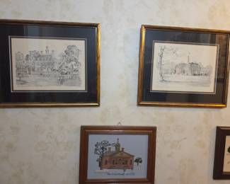 Charles H. Overly Colonial Williamsburg Architectural Prints and Needlework Set