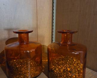 Pair of Amber Glass Apothecary Jars