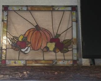 Stained Glass Harvest Motif Panel