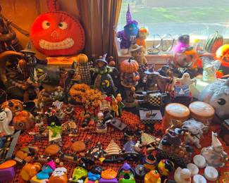 Large Collection of Vintage Halloween Figurines and Decor