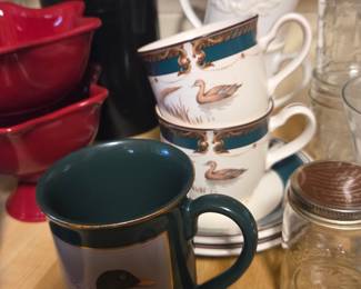 Duck Motif Porcelain Tea Cup and Saucer Set