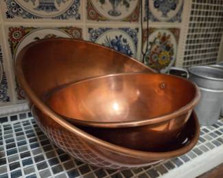 Vintage Copper Mixing Bowl Set