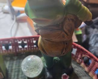 Catch of the Day Solar Powered Frog Fisherman Garden Statue