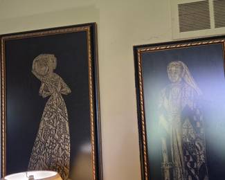 Pair of Vintage Monumental Brass Rubbing Prints