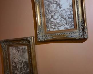 Pair of Rococo-Style Pastoral Engravings in Gilt Frames