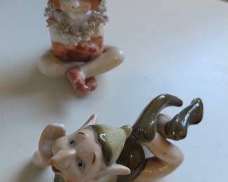 Vintage Mid-Century Porcelain Pixie Elf Figurines