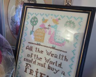 Vintage 'All the Wealth of the World' Cross-Stitch Sampler