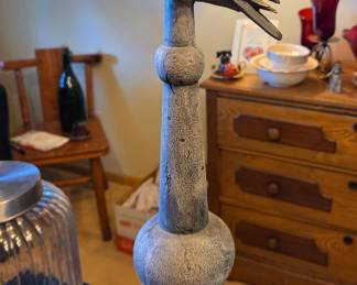 Decorative Crow on Pedestal Sculpture