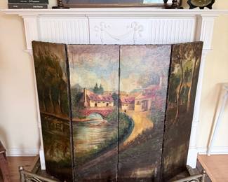VTG Painted Fireplace Screen