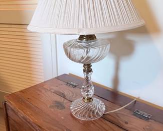 Molded Glass and Brass Table Lamp