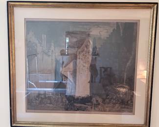 Mid 20th Century Framed Architectural Etching Print