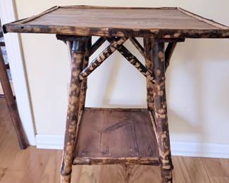 VTG Burnt Bamboo Two Tier Side Table