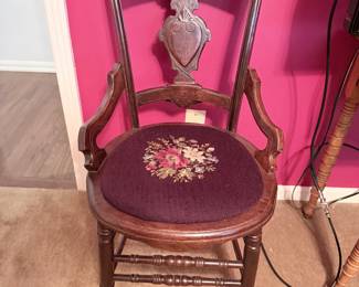 19th Century Parlor Armchair with Needlepoint Seat