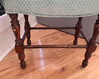 Italian Turned Leg  Upholstered Footstool