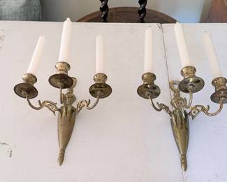 Two Brass Wall Sconces 