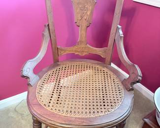 19th Century Victorian Armchair with Caned Seat