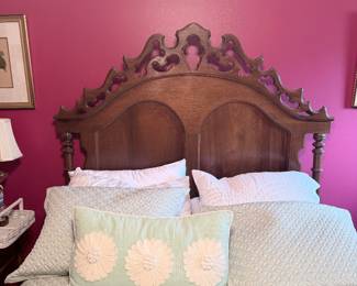 VTG Carved Arched Headboard with Turned Post