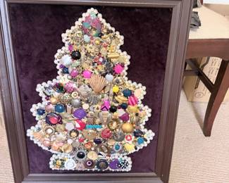 Handmade VTG Costume Jewelry Xmas Tree