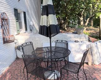 Metal Patio Table and Chairs with Umbrella