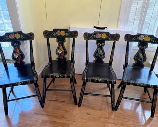 4 Painted Pennsylvania Dutch Folk Art Chairs