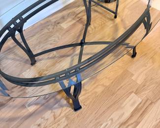Wrought Iron Coffee Table with Glass Top