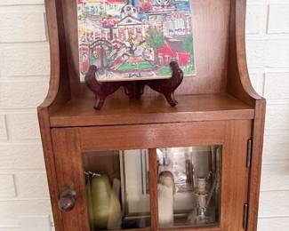 VTG Wooden Wall Hanging Spice and Display Cabinet