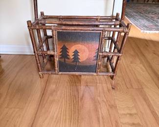 Burnt Bamboo and Rattan Magazine Rack