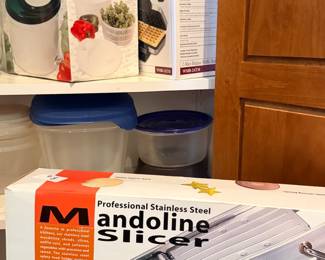Mandoline, salad spinner & Cuisinart waffle maker