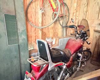 Honda Shadow VT700C 1984 Shadow motorcycle, Trek NOLA 31cs red frame road bike