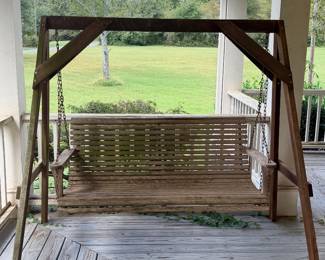 Wooden a-frame swing