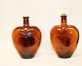 Mid-20th Century glass heart-shaped bottles by Paul Masson