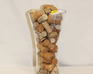Wine corks in vintage crystal vases x's 6