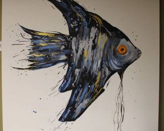 Cutom oil on canvas of an angelfish.