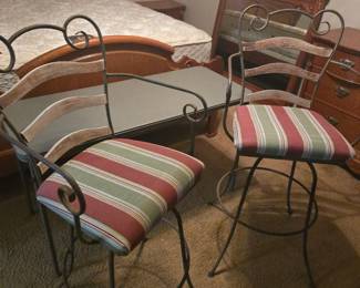2 Wrought Iron Bar Stools