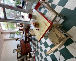 Enamel Top Table with 6 solid maple matching chairs