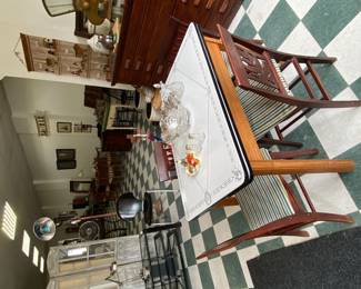 Enamel Top Table w/ 4 unique wood chairs
