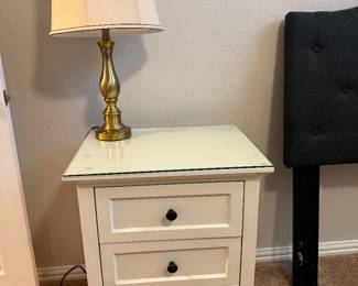 Nightstand & Brass Lamp