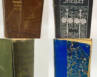 (4) Vintage/Antique Hardcover Books Feat. A Tale of Two Cities — Charles Dickens Yes, we ship media mail! A Tale of Two Cities Charles Dickens As You Like It William Shakespeare * The Poetical Works of Percy Bysshe Shelley, Volume I Percy Bysshe Shelley The French Revolution: A History, Volume III Thomas Carlyle, Artist’s Edition, illustrated by Joseph M. Gleeson