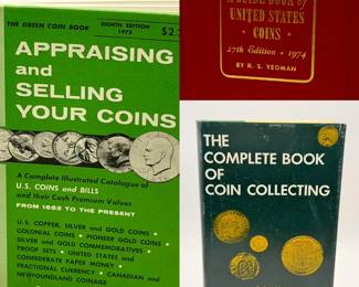 (3) Vintage Coin Collecting Hardcover Books Yes, we ship media mail! Appraising and Selling Your Coins 8th Edition, 1973 * A Guide Book of United States Coins 27th Edition, 1974, by R. S. Yeoman The Complete Book of Coin Collecting (Fourth Edition) by Joseph Coffin