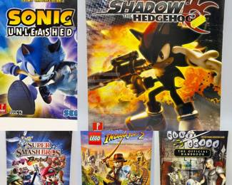 (5) Video Game Guides Feat Sonic The Hedgehog * Sonic Unleashed Prima Official Game Guide\\n* Shadow the Hedgehog Prima Official Game Guide\\n* LEGO Indiana Jones 2: The Adventure Continues Prima Official Game Guide\\n * RuneScape: The Official Handbook Scholastic Super Smash Bros. Brawl Prima Premiere Edition