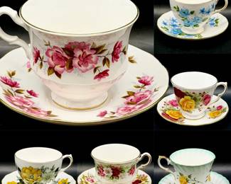 (6) Queen Anne Bone China England Teacups & Saucers