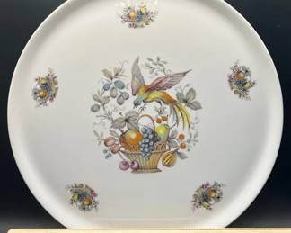 11 1/2” Bareuther Waldsassen Vintage Porcelain “Bird of Paradise & Fruit”