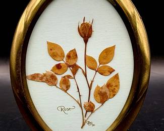 Signed Vintage Framed Dried Flower Art