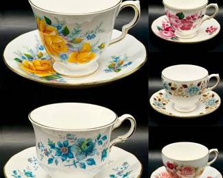 (5) Queen Anne Bone China England Teacups & Saucers