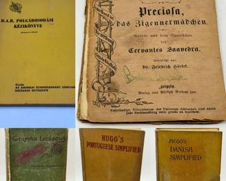 (5) Vintage/Antique Foreign Language Books Yes, we ship media mail! Preciosa, das Zigeunermdchen Miguel de Cervantes Saavedra D.A.R. Polgrosodsi Kziknyve Hungarian Edition Hugo’s Danish Simplified * Hugo’s Portuguese Simplified German Lessons Collar’s Eysenbach