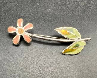 David Urso Flower Brooch — Sterling Silver or White Bronze