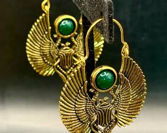 Gold Tone Scarab Earrings