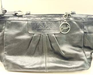 Coach F13759 Pleated Black Leather East West Gallery Handbag-Authenticated